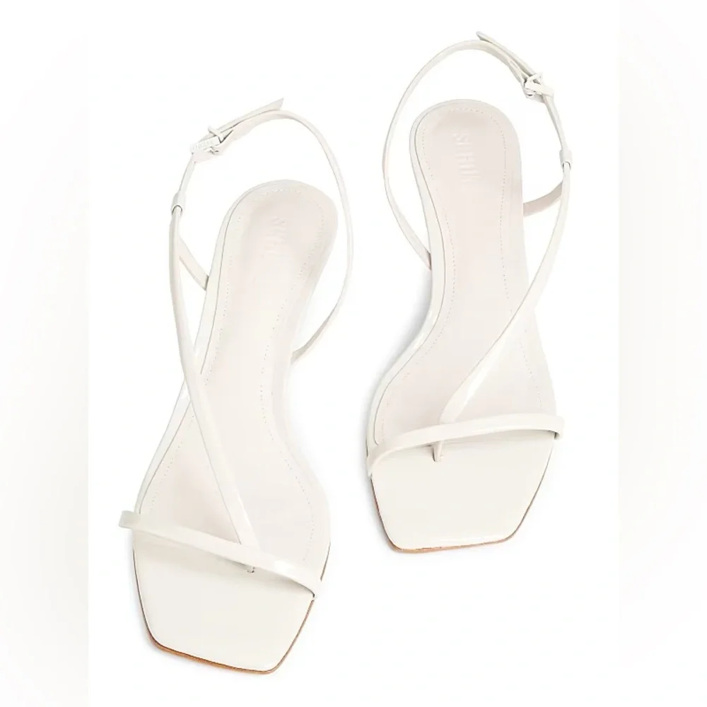SCHUTZ Heloise Kitten Heels Neutral Strappy Sandals in Pearl